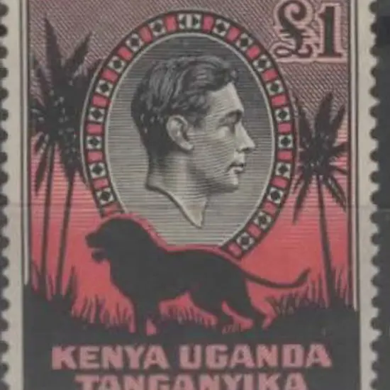 KUT 1938/54 £1 black & red, perf 11¾x13. MLH & ...