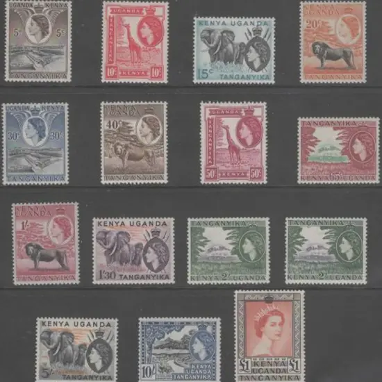 KUT 1954/59 QEII defins to £1 incl both 2/- ...