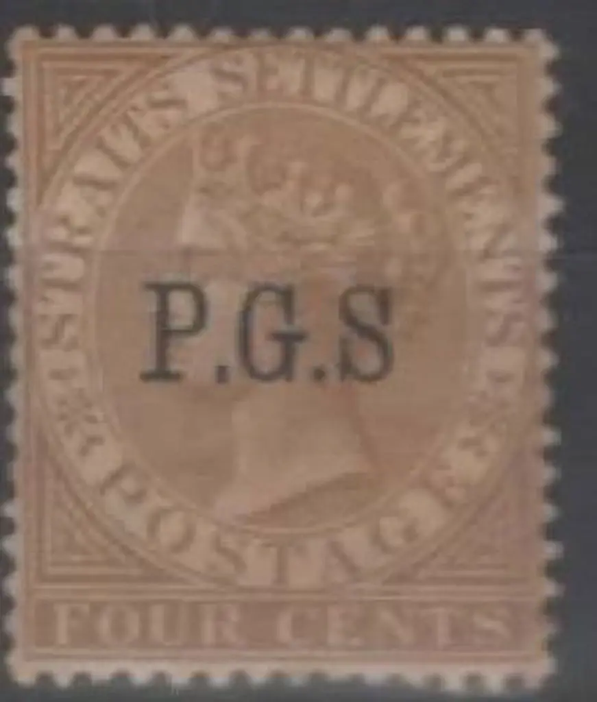Malaya-Perak 1889 4c brown official with P.G.S. ... Image 1++