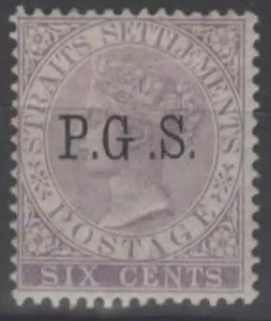 Malaya-Perak 1889 6c lilac official with P.G.S. ... Image 1++