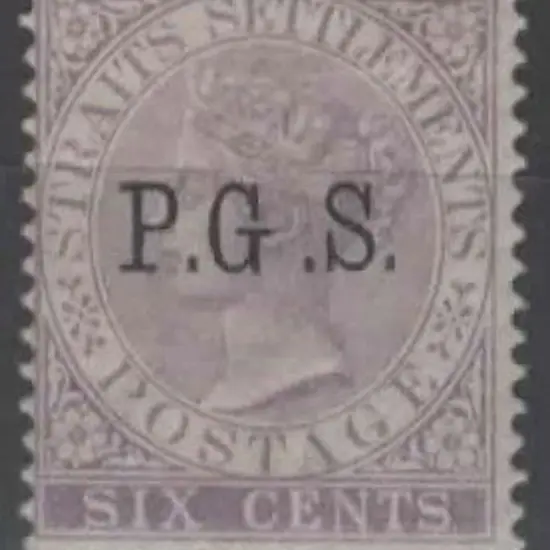 Malaya-Perak 1889 6c lilac official with P.G.S. ...