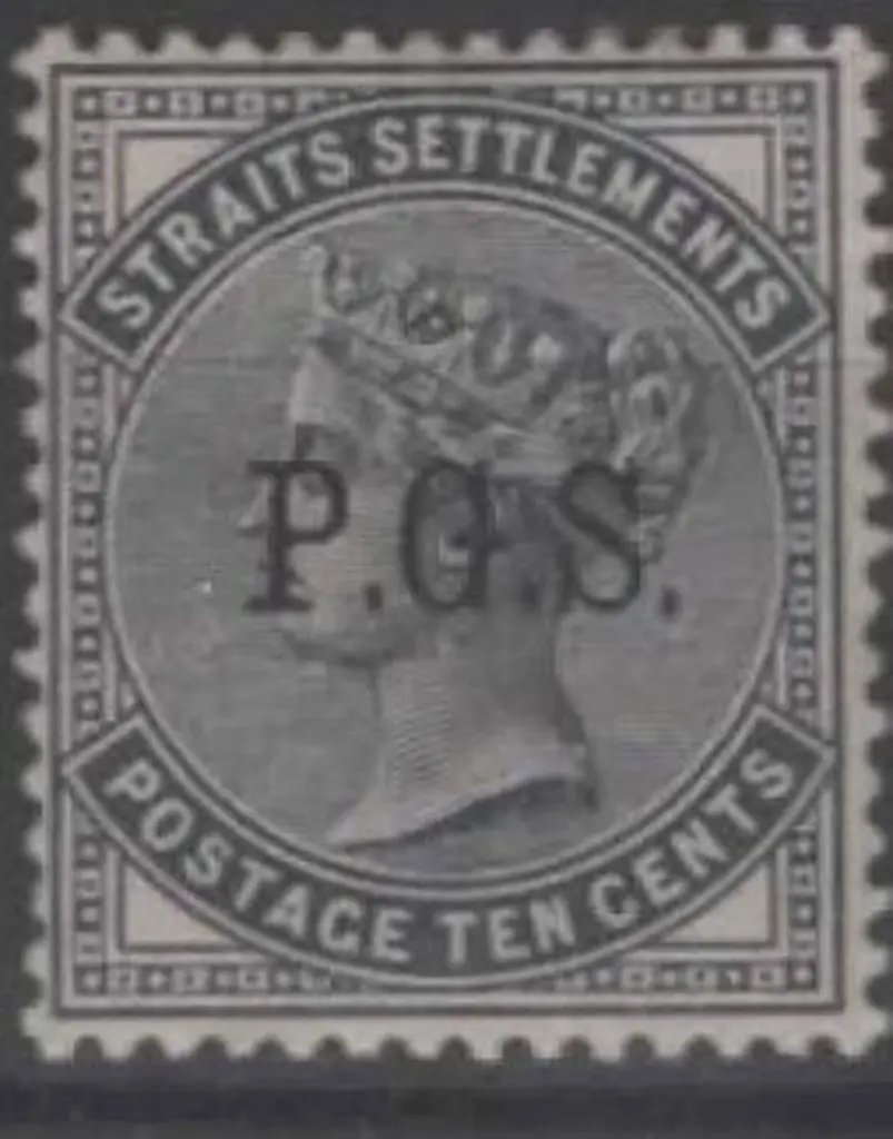 Malaya-Perak 1889 10c slate official with P.G.S. ... Image 1++