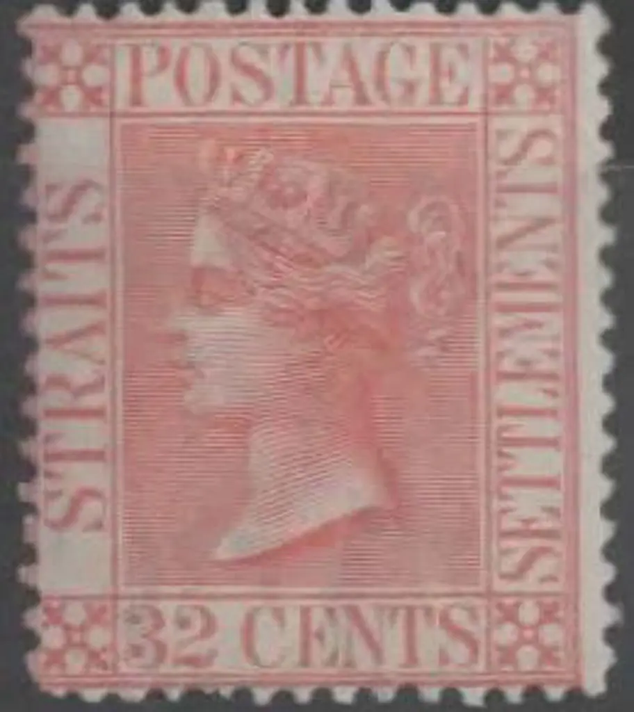 Malaya-Straits 1867/72 32c pale red QV, wmk Crown ... Image 1++