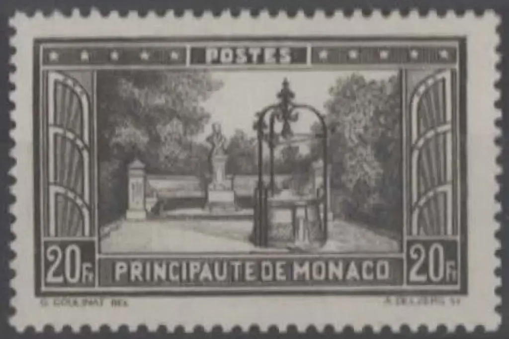 Monaco 1933/39 20f Palace Gardens. Fine MLH & well ... Image 1++