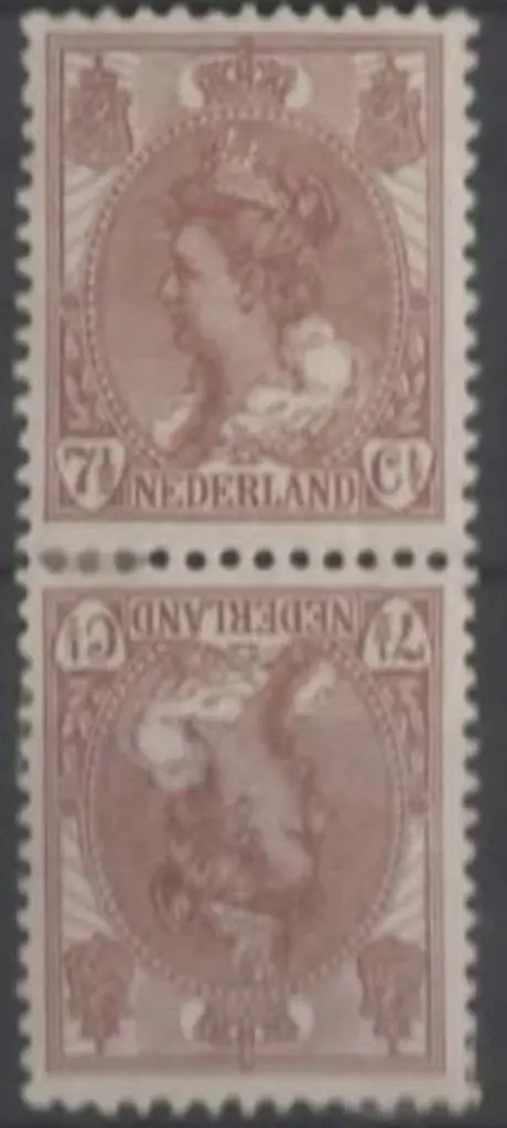 Netherlands 1924 7½¢ brown tete-beche pair MLH. SG ... Image 1++
