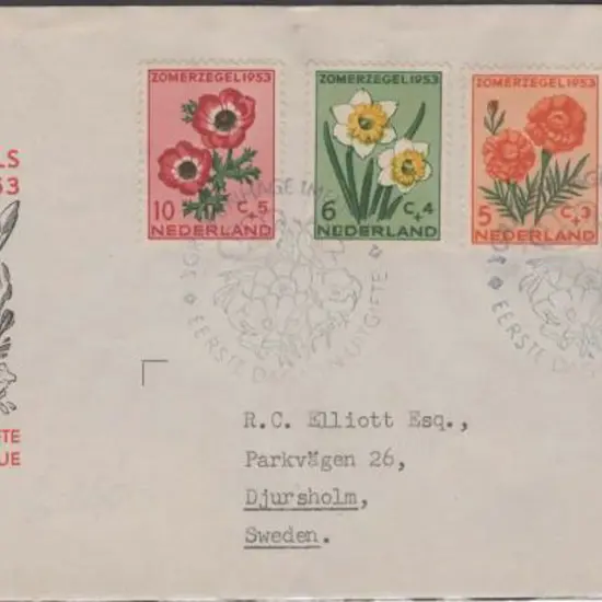 Netherlands 1953 "Summer Series" Flowers FDC with ...