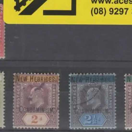 New Hebrides 1908 Fiji overprinted set of 8 CTO. ...