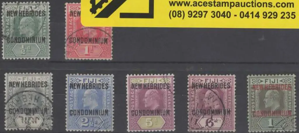 New Hebrides 1910 ½d to 1/- KEVII set of 7 ovpts. ... Image 1++