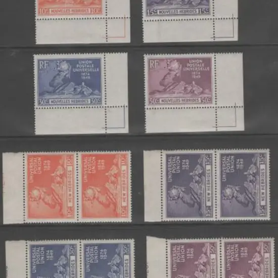 New Hebrides 1949 UPU "French" set in corner ...