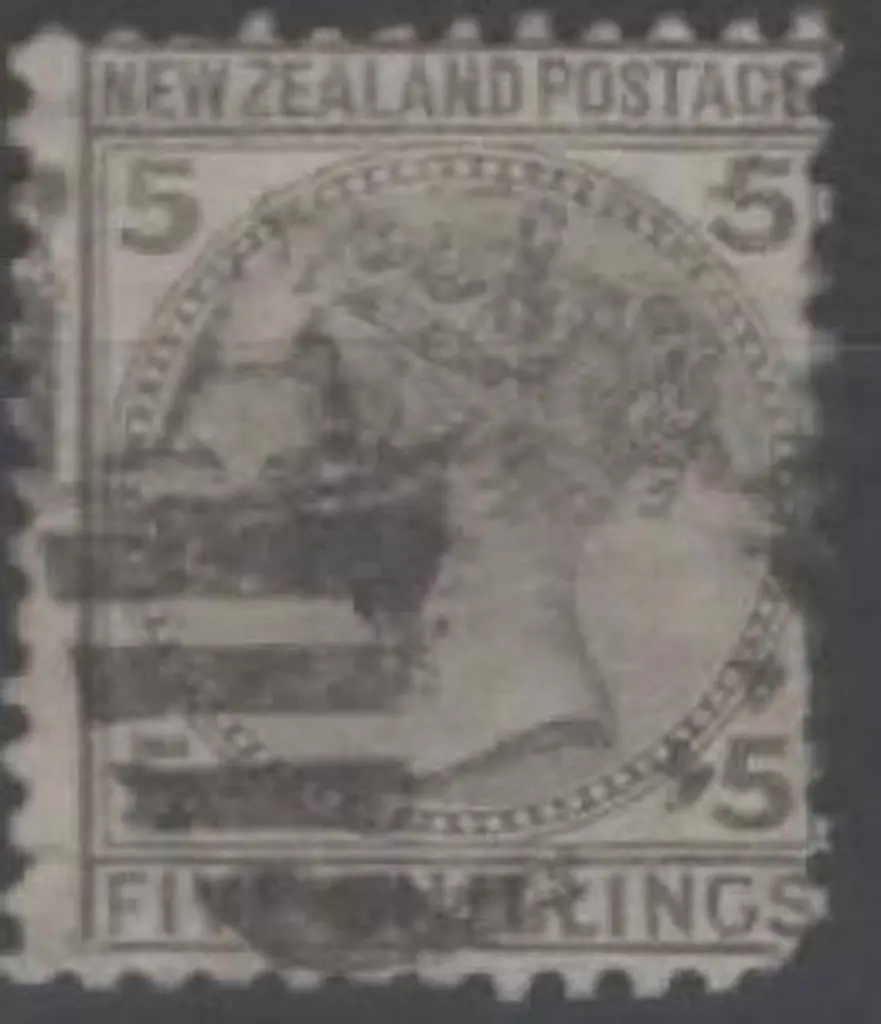 New Zealand 1878 5/- grey QV. Good used. Blunt ... Image 1++