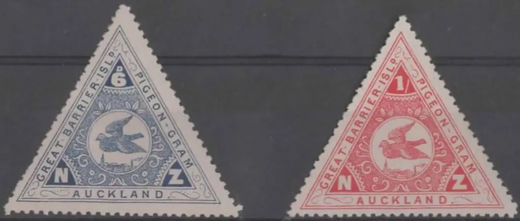 New Zealand 1897 6d blue & 1/- red Great Barrier ... Image 1++