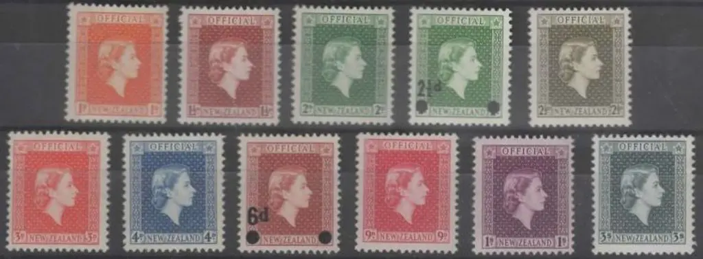 New Zealand 1954/63 QEII officials to 3/- incl ... Image 1++