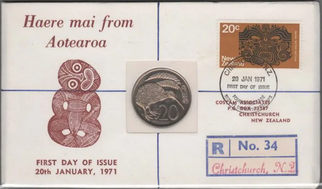 New Zealand 1971 (20th Jan) 20c Maori Tattoo stamp ... Image 1++