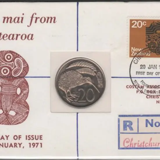 New Zealand 1971 (20th Jan) 20c Maori Tattoo stamp ...
