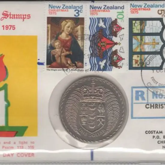 New Zealand 1975 (1st Oct) Christmas $1 stamp & ...