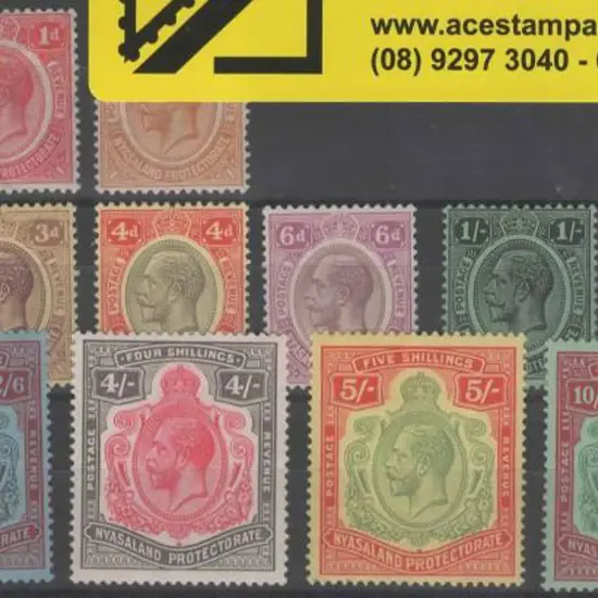 Nyasaland 1921/33 KGVI set of 13 to 10/-. Fresh ...