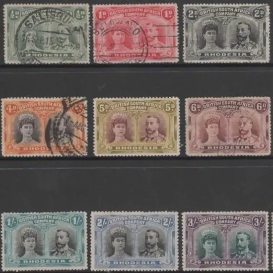 Rhodesia 1910/13 Double Heads selection of 15 to ...