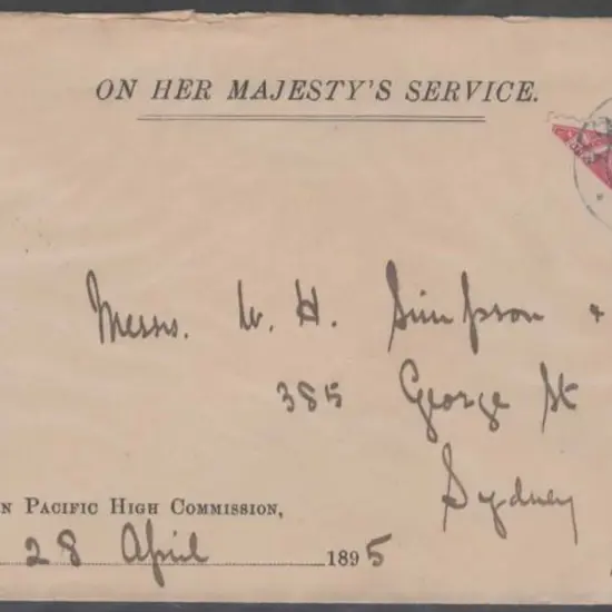 Samoa 1895 OHMS "Western Pacific High Commission" ...