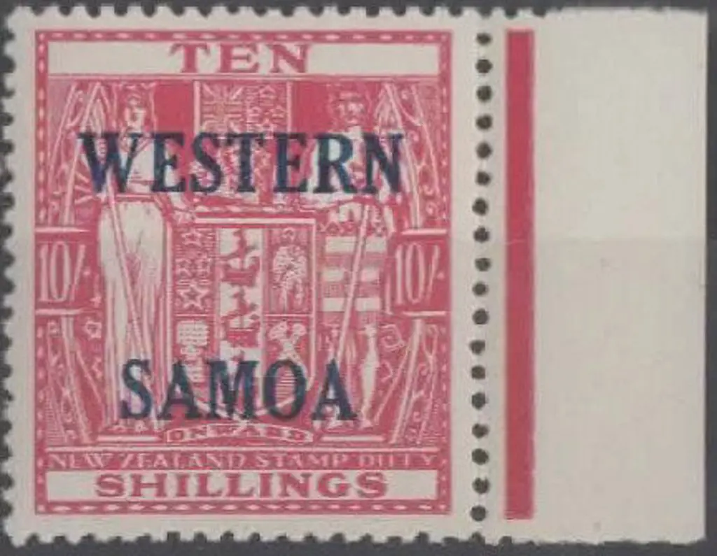 Samoa 1935 10/- Arms right marginal MUH example. ... Image 1++