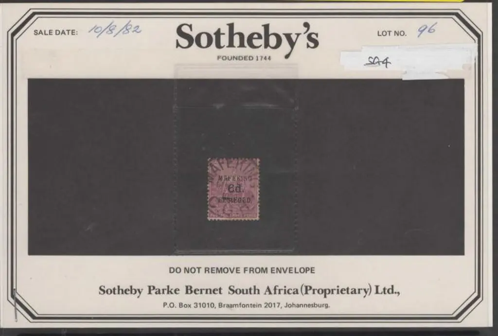 South Africa - Mafeking 1900 6d on 3d magenta with ... Image 1++