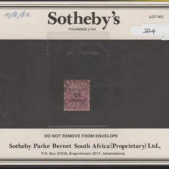 South Africa - Mafeking 1900 6d on 3d magenta with ...