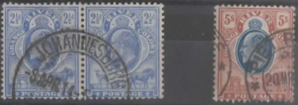 South Africa - Orange Free State 1904 5/- blue & ... Image 1++