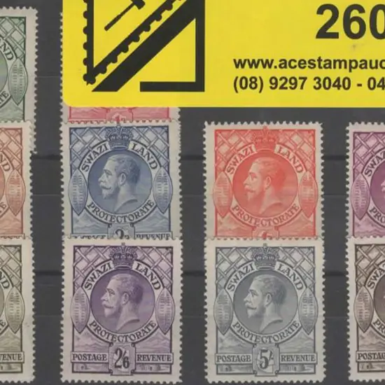 Swaziland 1933 KGV set of 10 to 10/-. MLH though ...