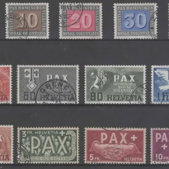 Switzerland 1945 Peace set of 13 fine used with a ...
