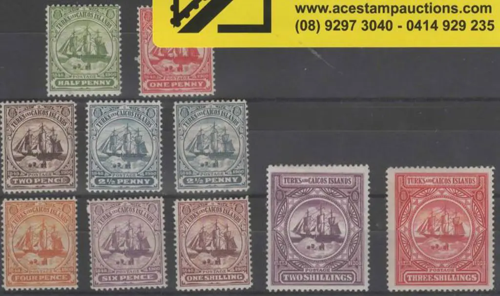 Turks & Caicos 1900/04 Island badge set 9 plus 2d ... Image 1++