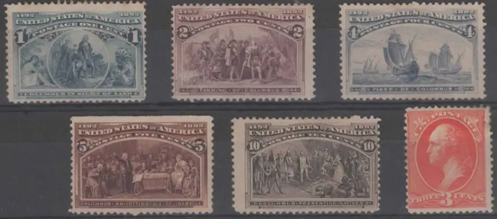 USA 1893 1¢, 2¢, 4¢, 5¢ & 10¢ Columbian Expo. All ... Image 1++