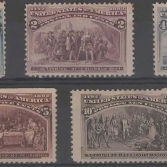 USA 1893 1¢, 2¢, 4¢, 5¢ & 10¢ Columbian Expo. All ...