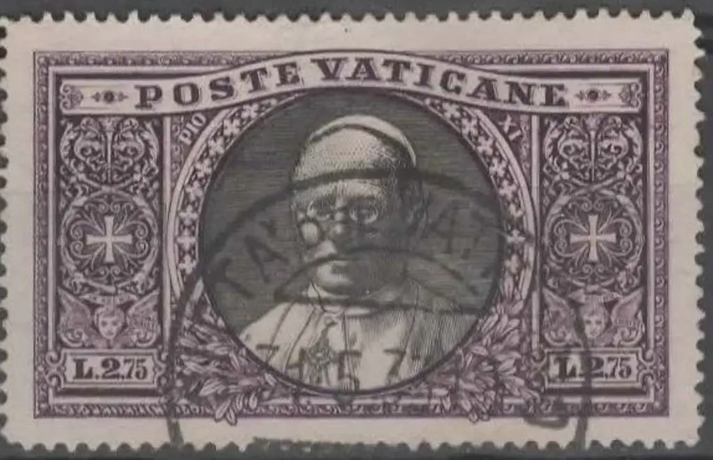 Vatican 1933 2l75 black & purple Pope Pius ... Image 1++
