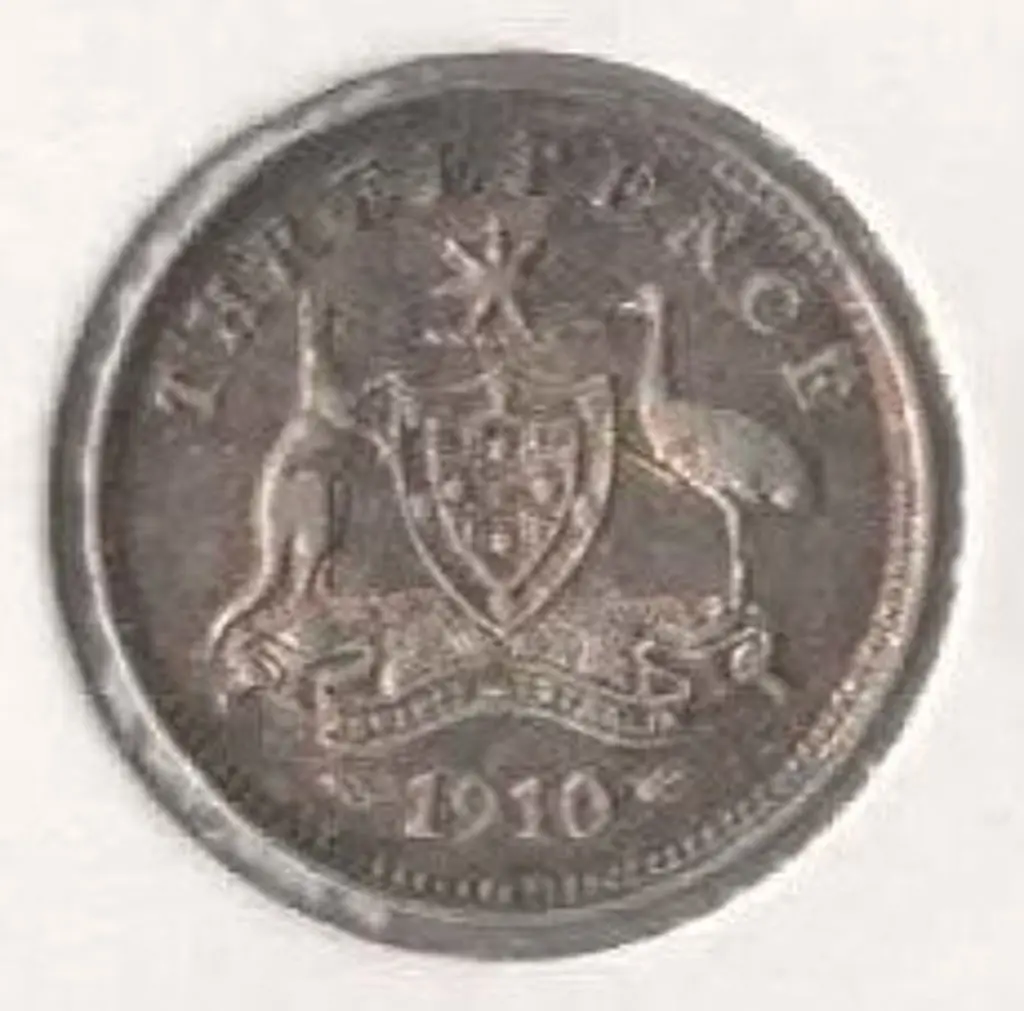 1910 Threepence toned aEF Image 1++