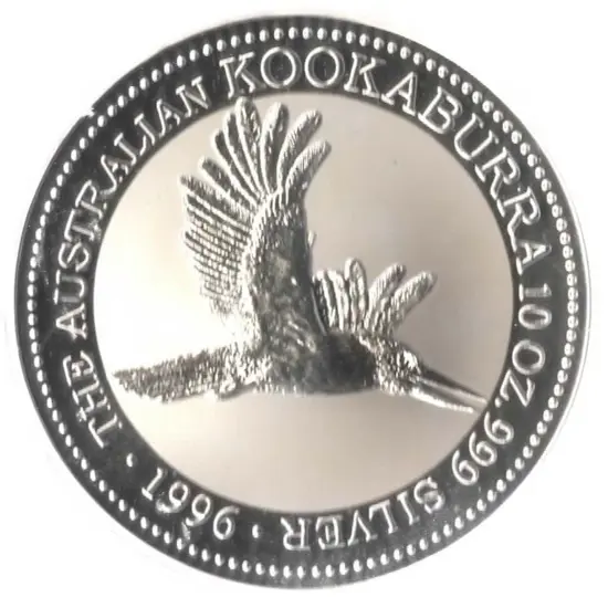 1996 $10 Kookaburra 10oz silver proof coin. ...
