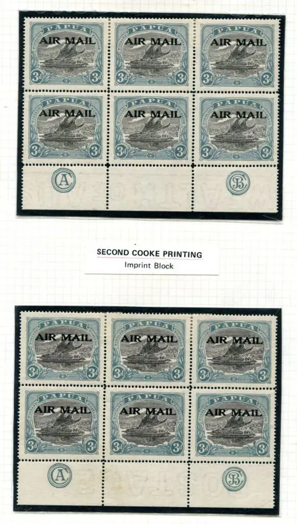 Papua 1929-1930 Airmail ovpts on 3d black & blue ... Image 1++