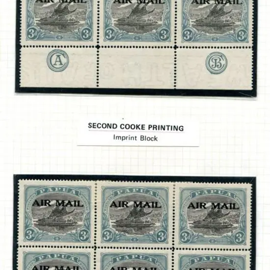 Papua 1929-1930 Airmail ovpts on 3d black & blue ...