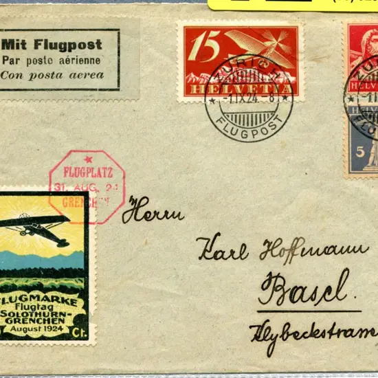 1924 (1st Sept) Solothurn to Grenchen Switzerland ...