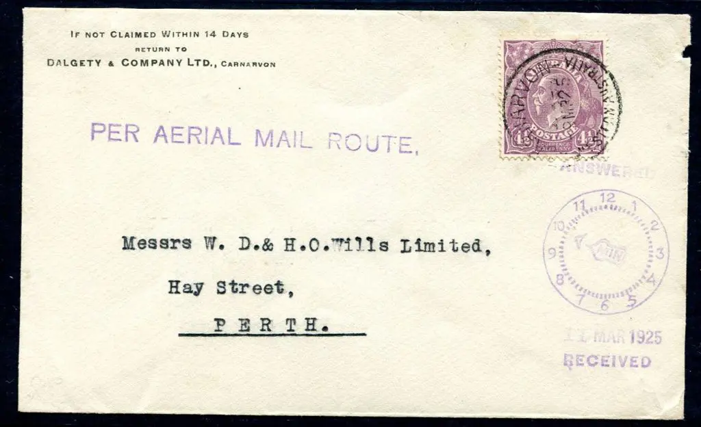 1925 (9th Mar) 4½d KGV tied by Carnarvon cds on ... Image 1++