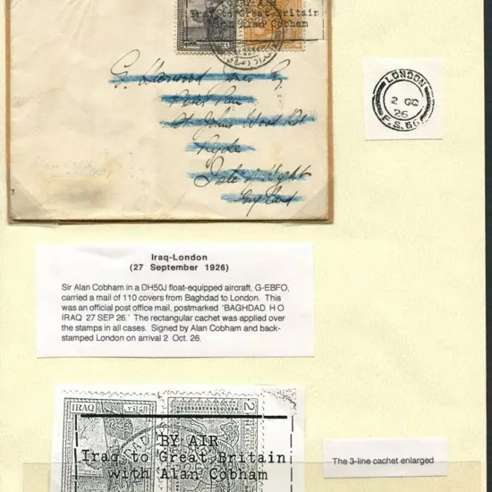 1926 (30th June) Baghdad to London Cobham ...
