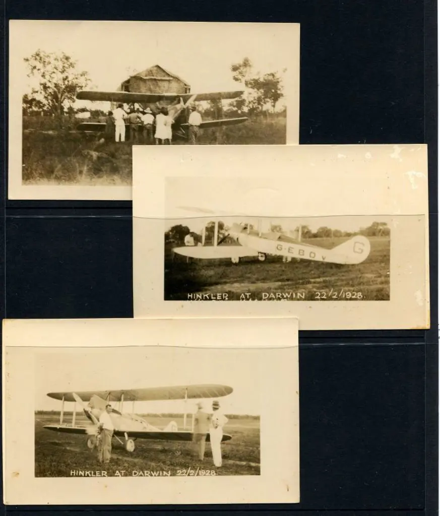 1928 (22nd Feb) Bert Hinkler & his aircraft at ... Image 1++