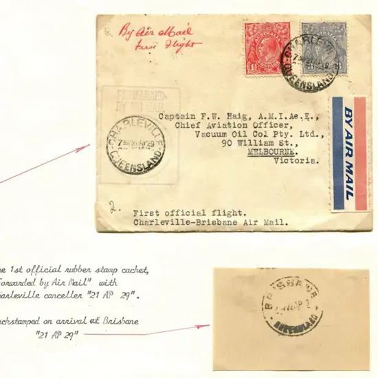 1929 (21st April) Charleville to Brisbane Qantas ...
