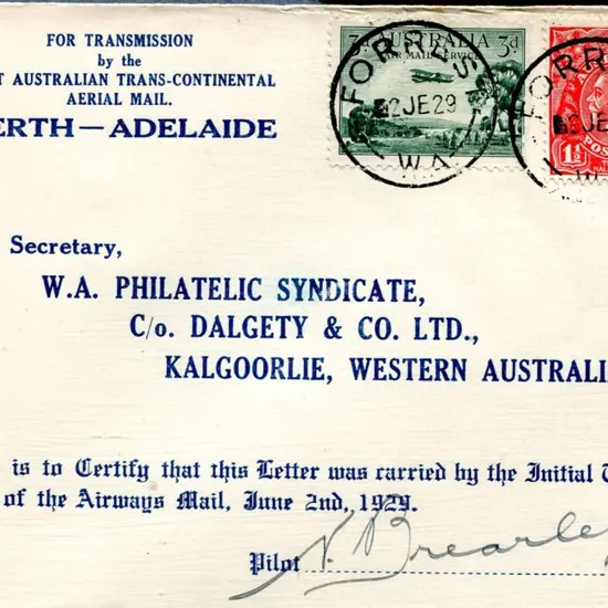 1929 (2nd June) Forrest to Kalgoorlie intermediate ...
