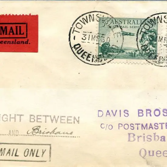 1930 (31st March) Townsville to Brisbane with red ...