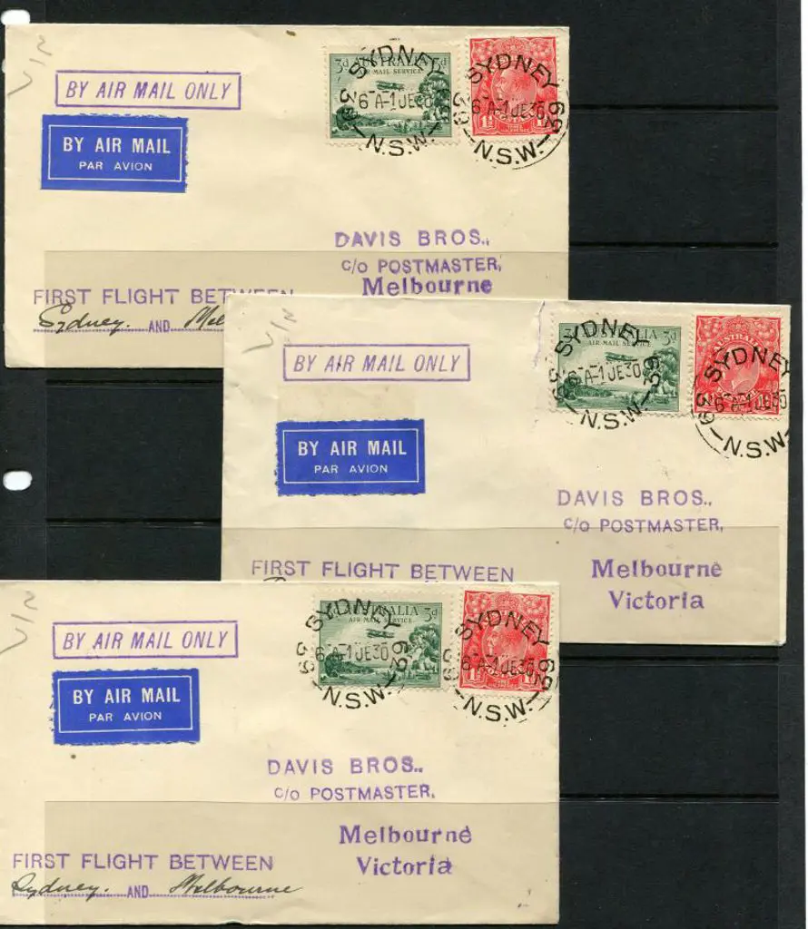 1930 (1st June) Sydney to Melbourne x 3 with ... Image 1++