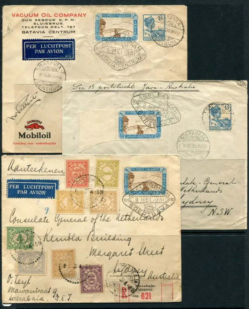 1931 (8th May) KLM Java to Australia x 3 all ... Image 1++