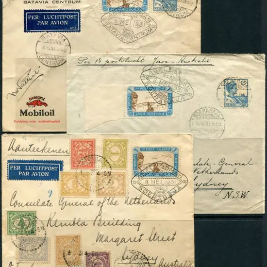 1931 (8th May) KLM Java to Australia x 3 all ...
