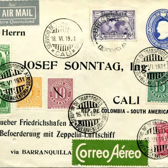 1931 (16th May) Brisbane to Cali via Barranquilla ...