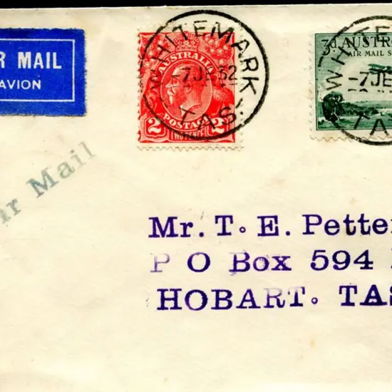 1932 (7th June) Whitemark to Launceston with 2d ...