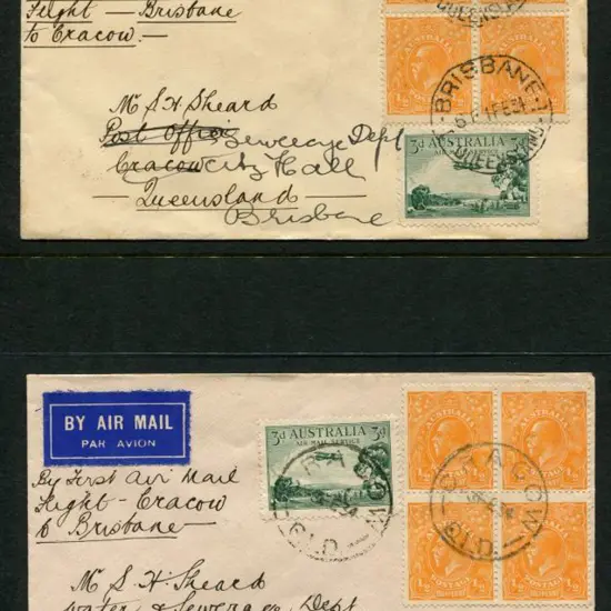 1934 (3rd Feb) Brisbane to Cracow & return pair of ...