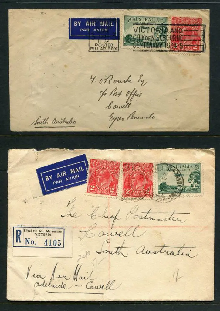 1934 (23rd Feb) Adelaide to Cowell by MMA x 2 ... Image 1++